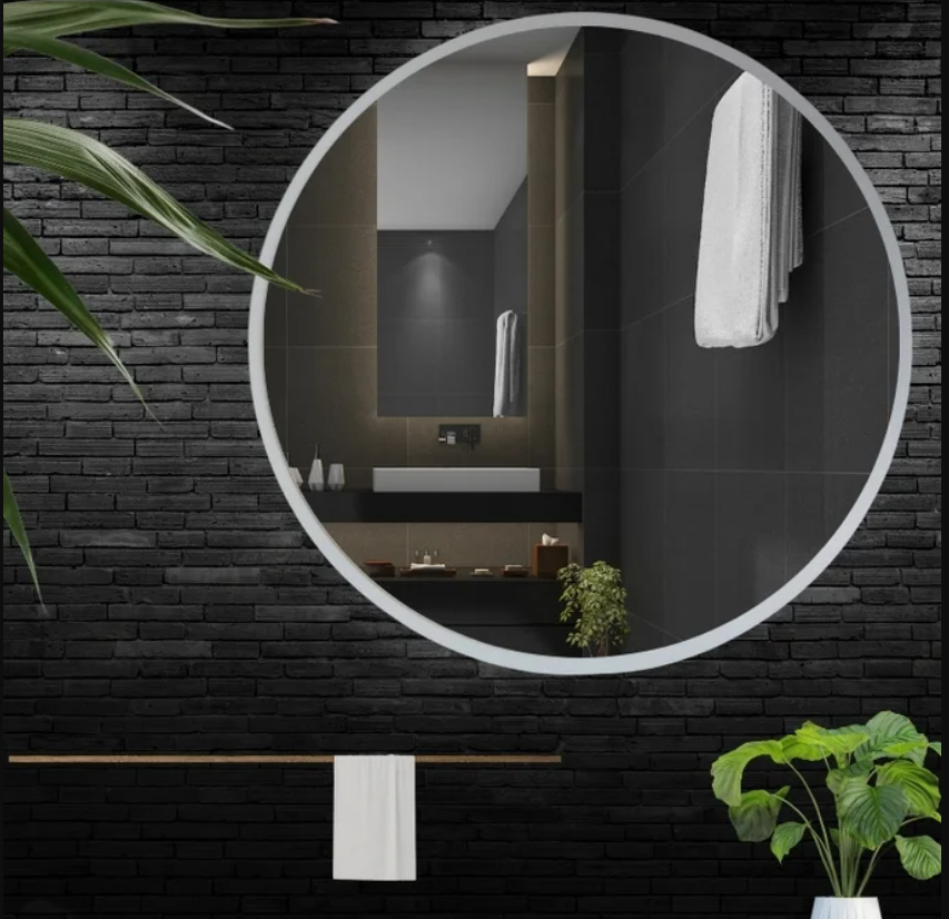 Lumina Round Vanity Mirror with Built-In Wooden Storage Cabinet